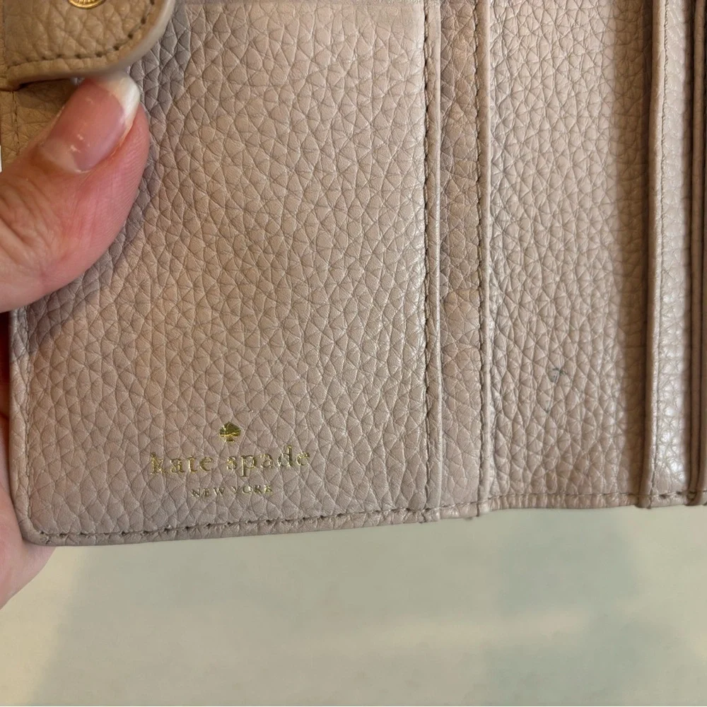 KATE SPADE EDEN LANE JACINDA PORCINI BOW LEATHER WALLET DUSTY PINK